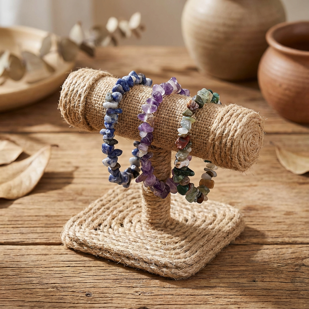 Collectie edelsteenchips sieraden in verschillende kleuren en edelstenen