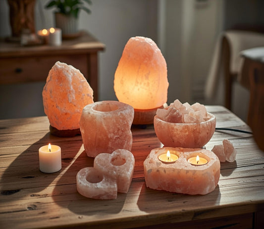 Himalayan salt lamp met natuurlijk roze zout voor luchtzuivering - Karma Vibes
