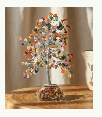 Amethist edelsteen boom met 80 stenen op orgonite basis voor spirituele groei - Karma Vibes