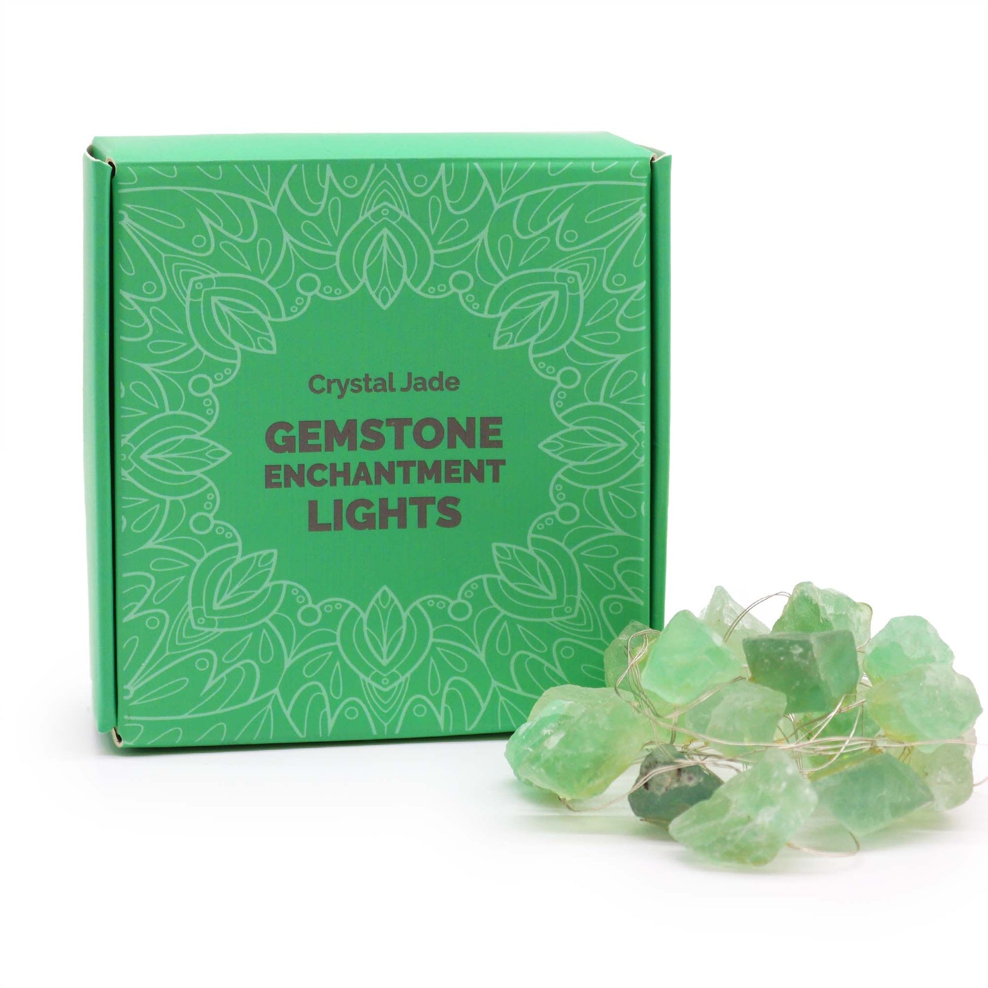 Kristallen jade edelsteen LED-lichtslinger met natuurlijke groene jade stukjes, USB-voeding, lengte 227 cm
