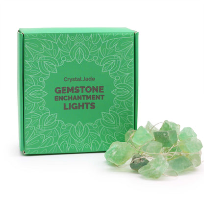 Kristallen jade edelsteen LED-lichtslinger met natuurlijke groene jade stukjes, USB-voeding, lengte 227 cm
