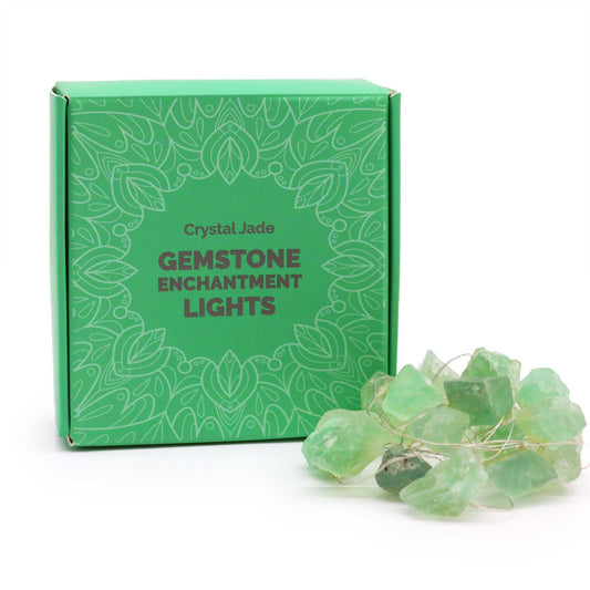 Kristallen jade edelsteen LED-lichtslinger met natuurlijke groene jade stukjes, USB-voeding, lengte 227 cm
