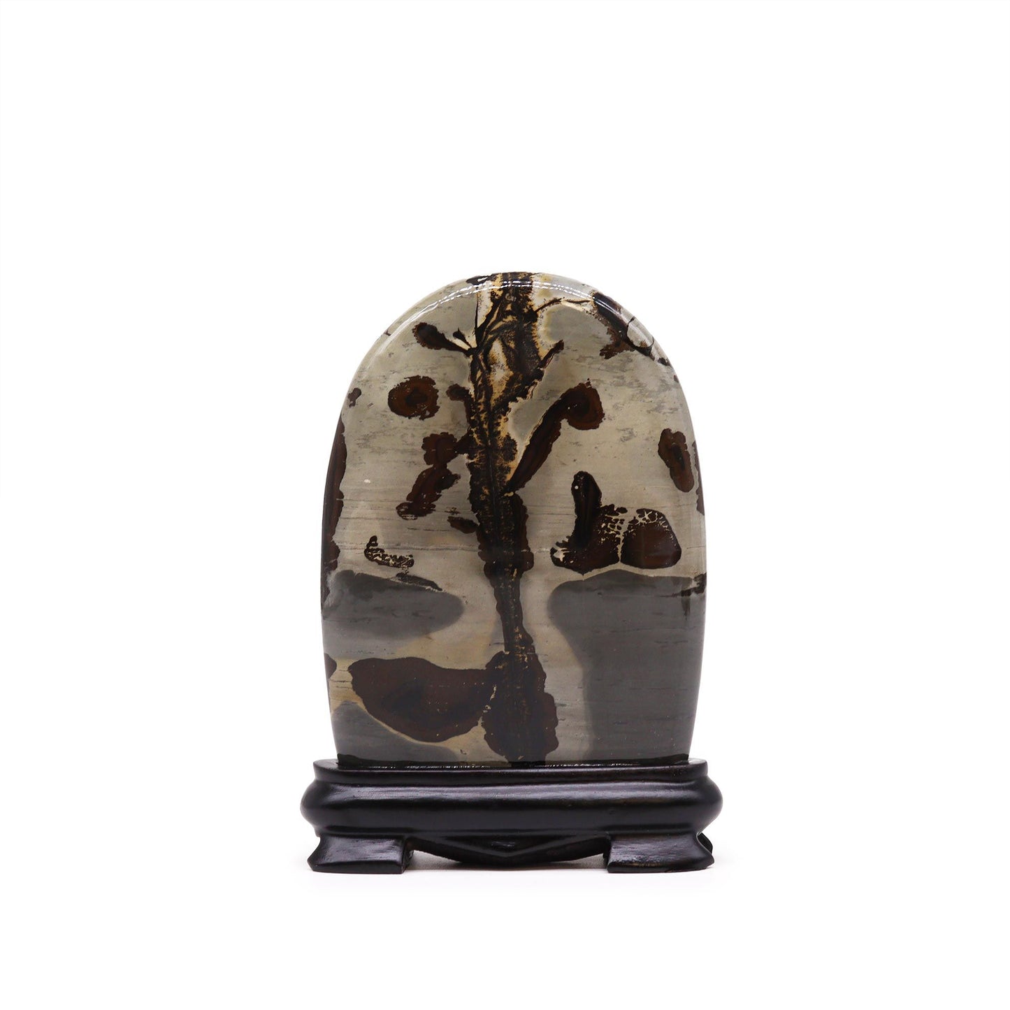 Close-up van Guohua-beeldsteen met ingewikkelde natuurlijke geologische kunstwerken en patronen
