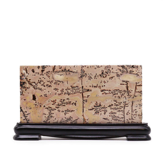 Guohua landschapsteente met natuurlijke mangaan dendrietpatronen, 140x80mm
