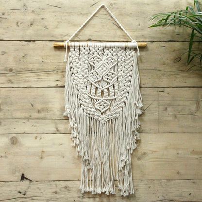 Handgemaakte macramé wanddecoratie met Over Abundance-ontwerp, bohemienachtige wanddecoratie geïnspireerd op tribale kunst
