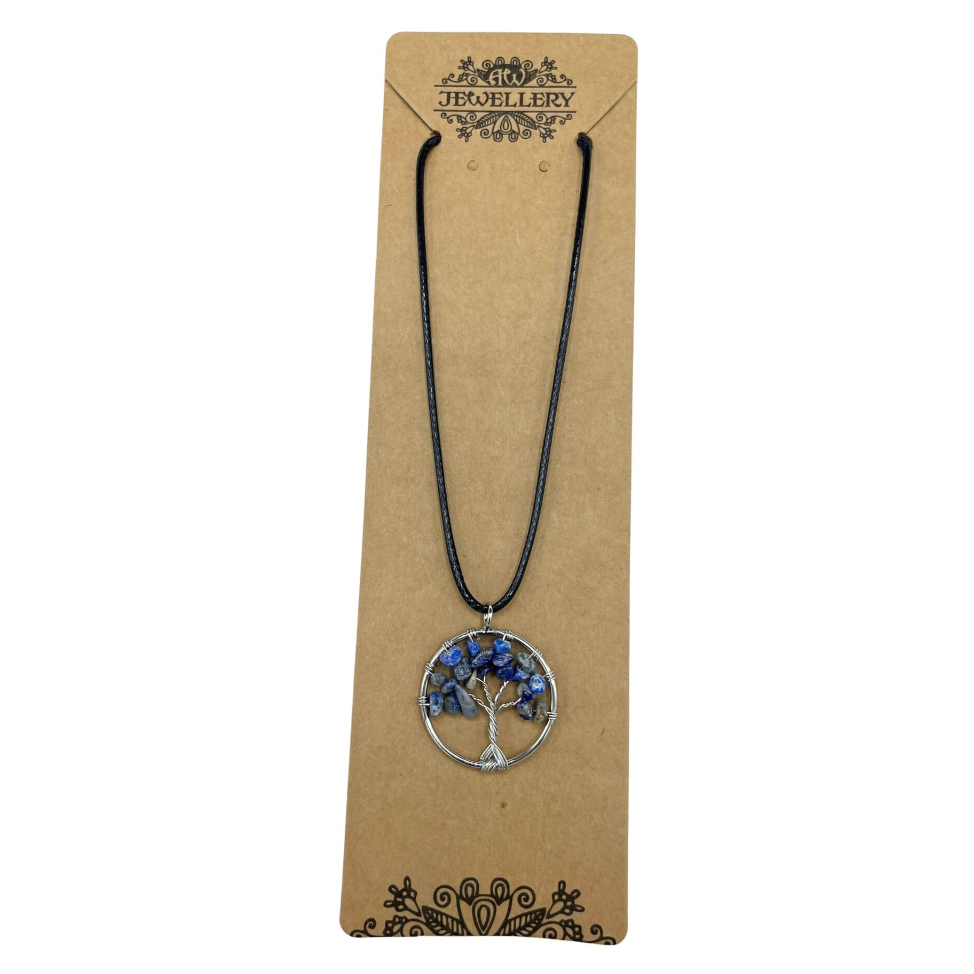 Tree of Life sodaliet hanger gedragen als ketting met verstelbaar koord en rond ontwerp met heilig boomsymbool
