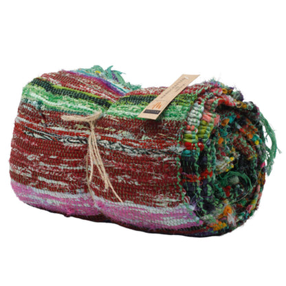 Kleed gerecycled tapijt multikleur 150x90cm detail weefpatroon
