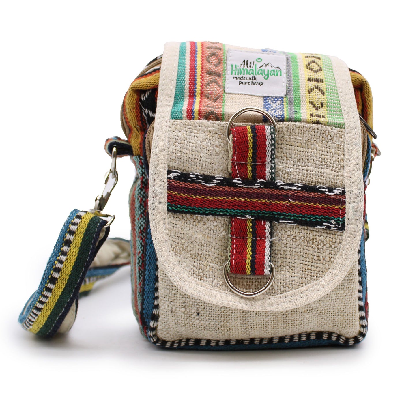 Hennep crossbody tas lifestyle shot - duurzame bohemian tas voor reizen en dagelijks gebruik
