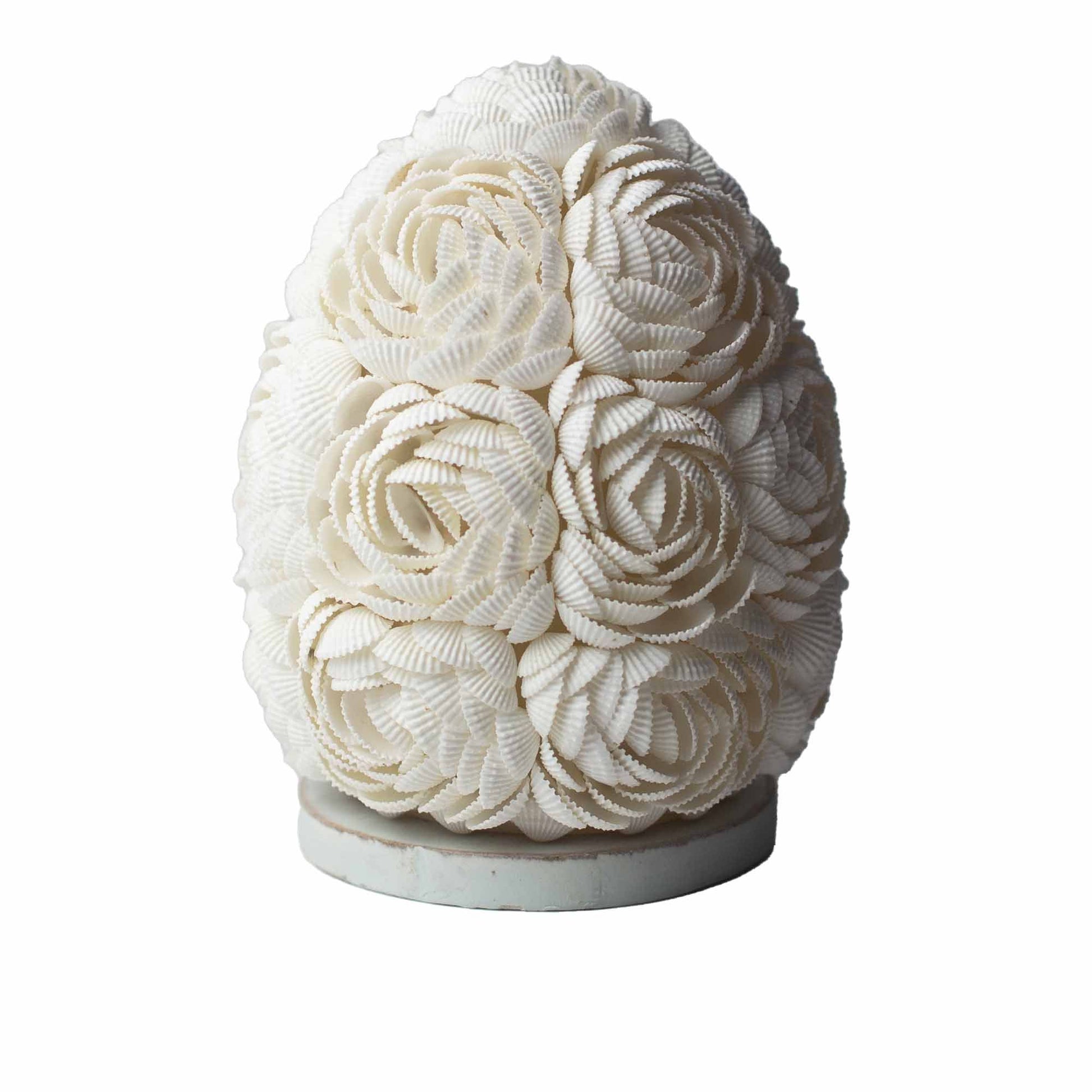 Handgemaakte schelpen lamp met roze ovaal design van echte schelpen uit Bali, 15cm
