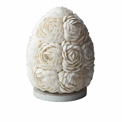 Handgemaakte schelpen lamp met roze ovaal design van echte schelpen uit Bali, 15cm
