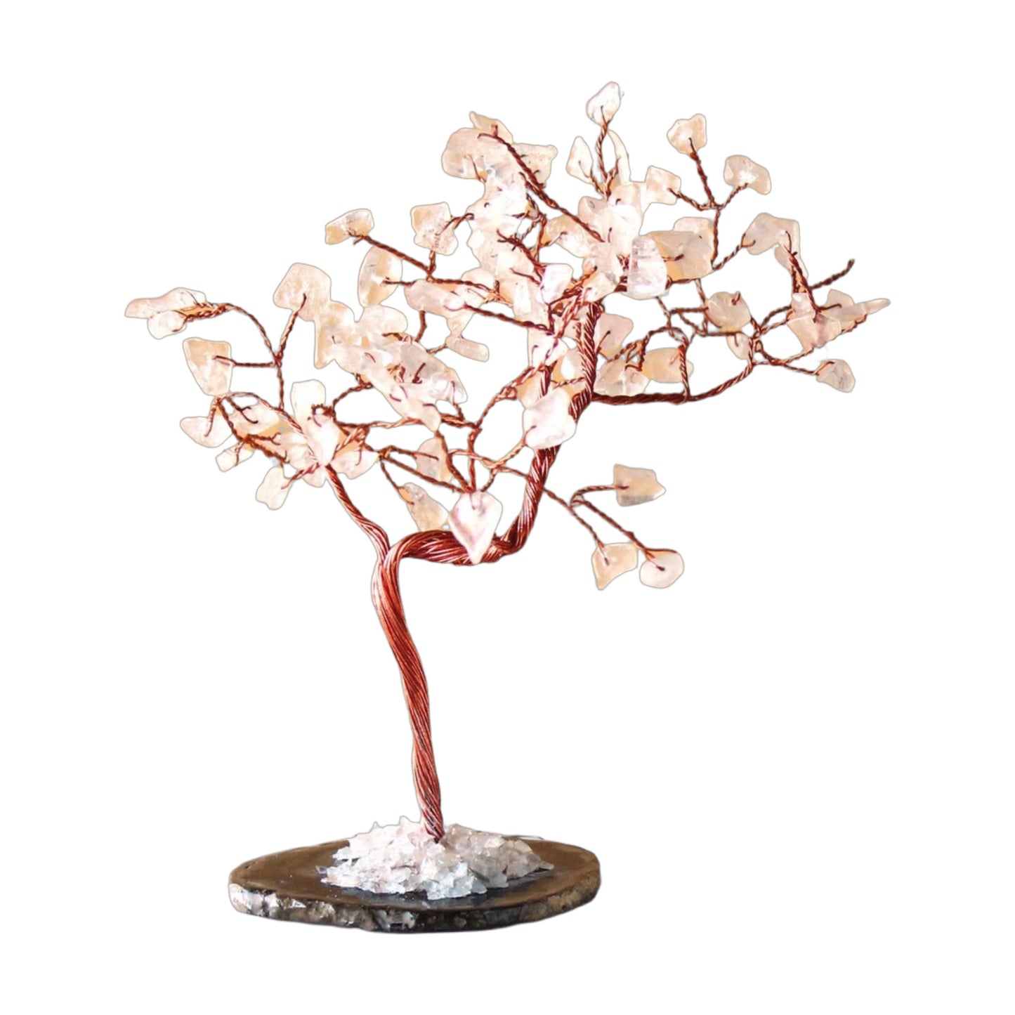 Bergkristal Wensenboom op Zwarte Agaat Basis - 100 Stenen